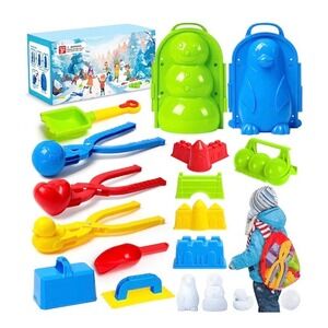 Kids Snow Sand Mold Toy Set Beach Builder Backpack Winter Outdoor Play Kit